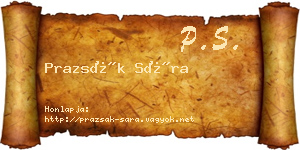 Prazsák Sára névjegykártya