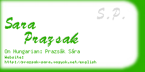 sara prazsak business card