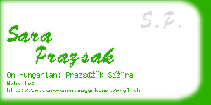 sara prazsak business card